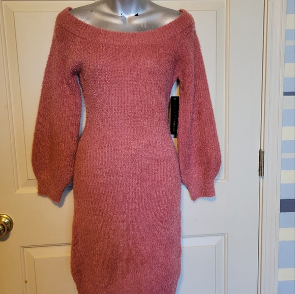 Almost Famous Eyelash Off-Shoulder Mini Sweater Dress - Picture 8 of 9